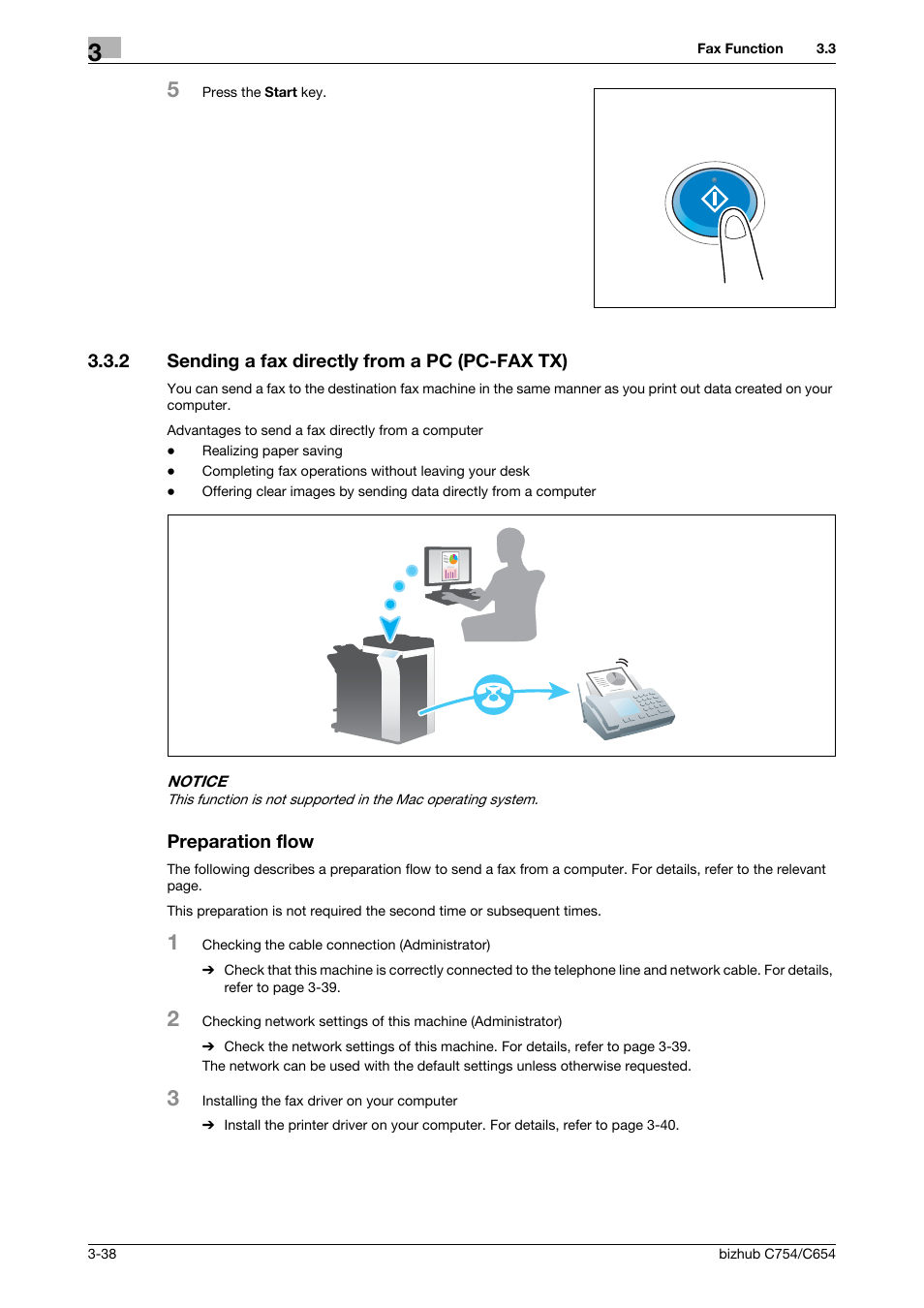 2 sending a fax directly from a pc (pc-fax tx), Preparation flow | Konica Minolta bizhub C654 User Manual | Page 94 / 130