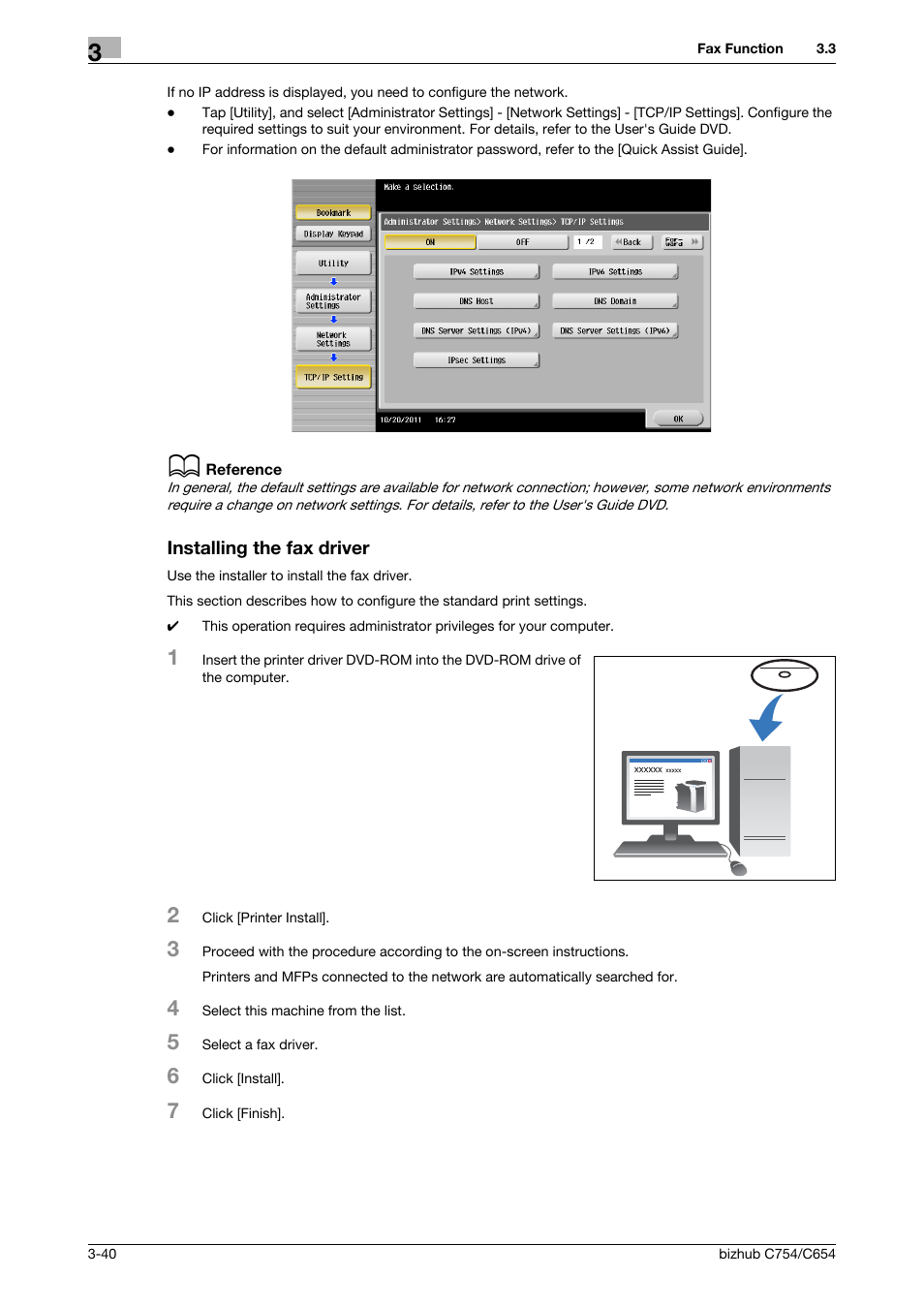 Installing the fax driver, Installing the fax driver -40 | Konica Minolta bizhub C654 User Manual | Page 96 / 130
