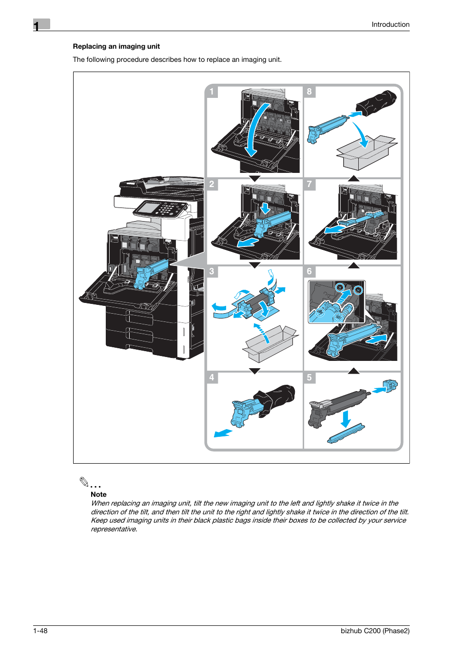 Replacing an imaging unit | Konica Minolta bizhub C200 User Manual | Page 52 / 204