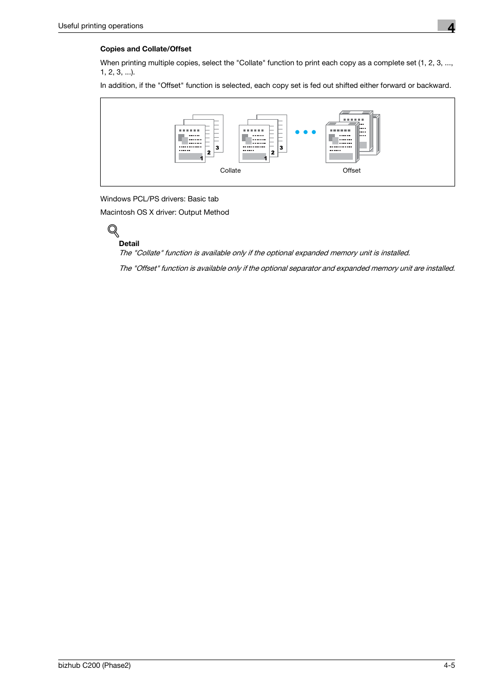 Copies and collate/offset | Konica Minolta bizhub C200 User Manual | Page 95 / 204