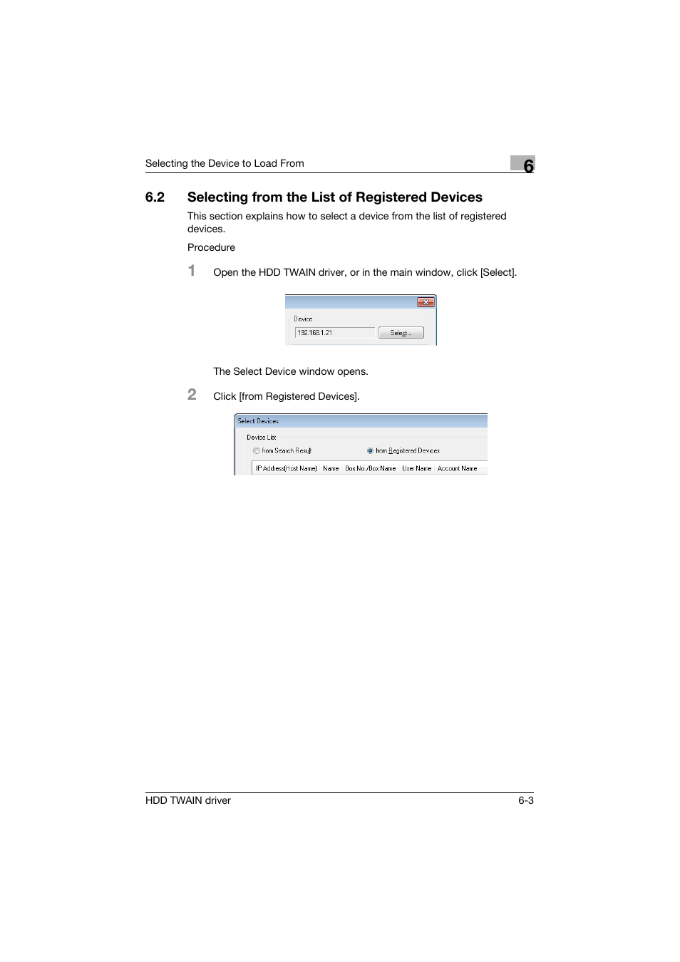 2 selecting from the list of registered devices, Selecting from the list of registered devices -3 | Konica Minolta bizhub C754 User Manual | Page 29 / 42