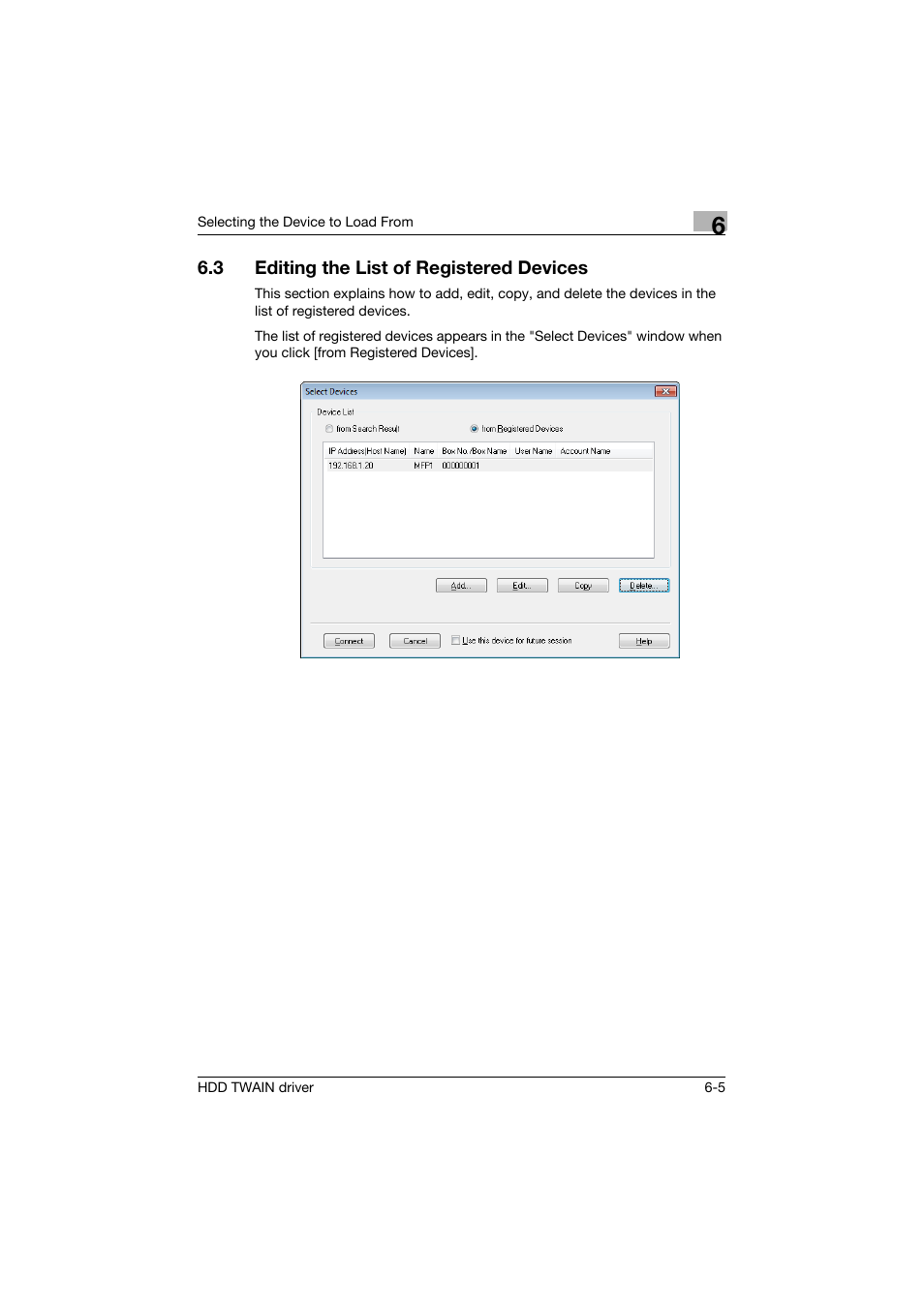3 editing the list of registered devices, Editing the list of registered devices -5 | Konica Minolta bizhub C754 User Manual | Page 31 / 42