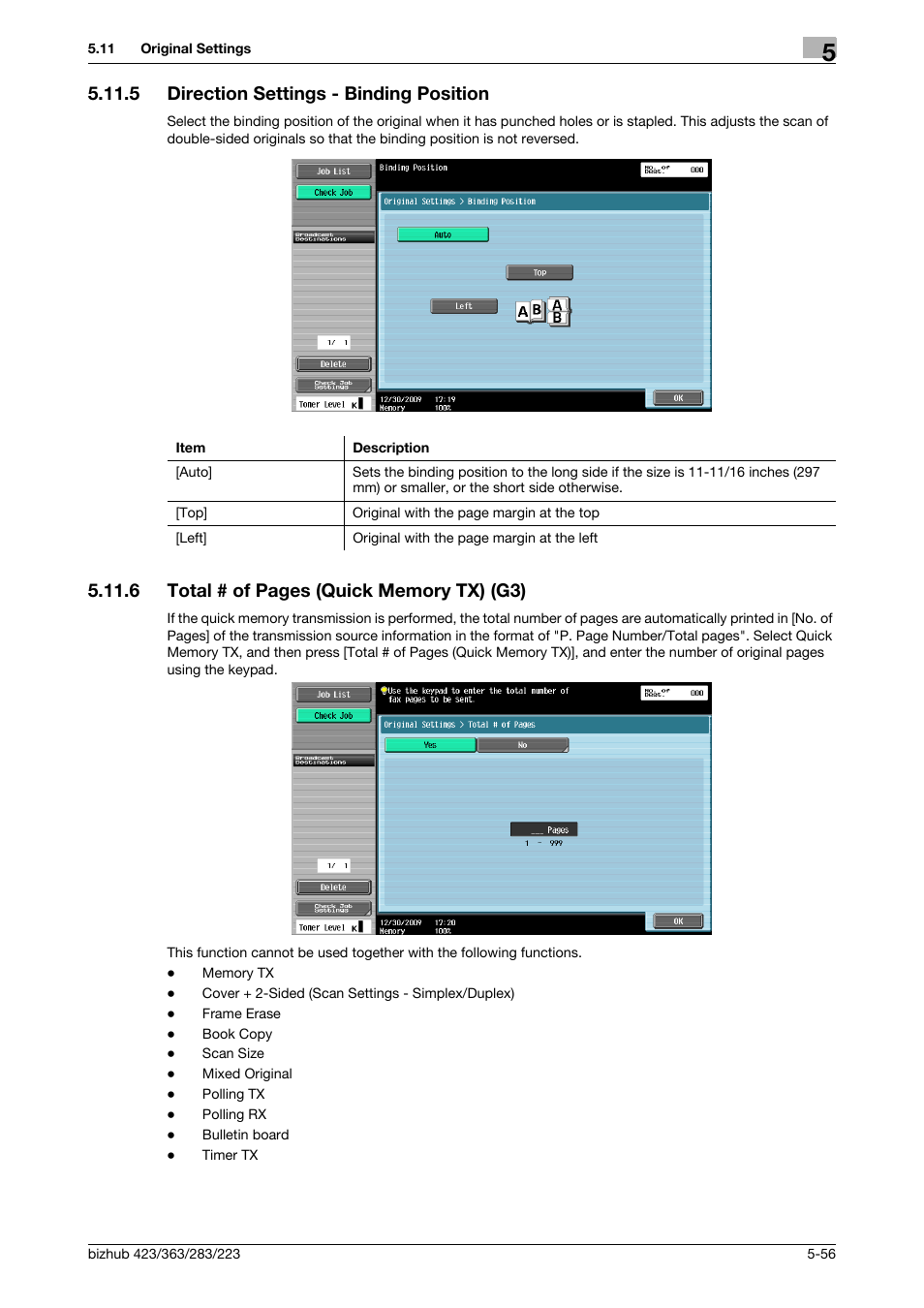 5 direction settings - binding position, Direction settings - binding position -56, Ng position] (p. 5-56) | Tx)] (p. 5-56) | Konica Minolta BIZHUB 223 User Manual | Page 117 / 319