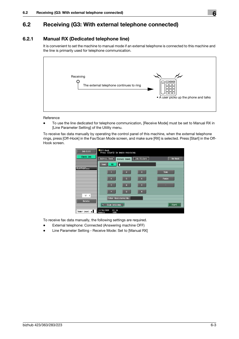 1 manual rx (dedicated telephone line), Manual rx (dedicated telephone line) -3 | Konica Minolta BIZHUB 223 User Manual | Page 132 / 319