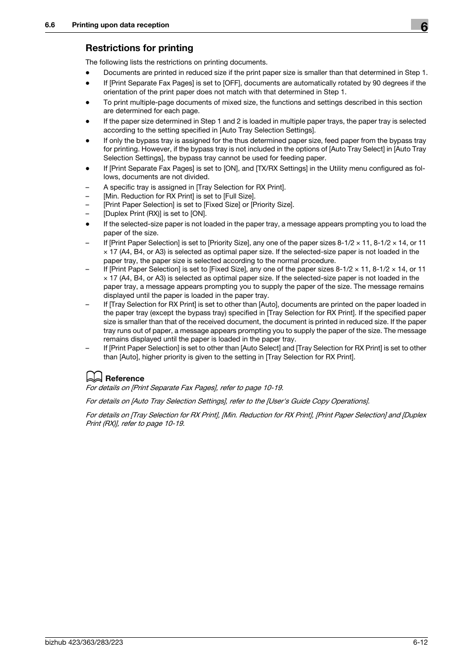 Restrictions for printing, Restrictions for printing -12 | Konica Minolta BIZHUB 223 User Manual | Page 141 / 319