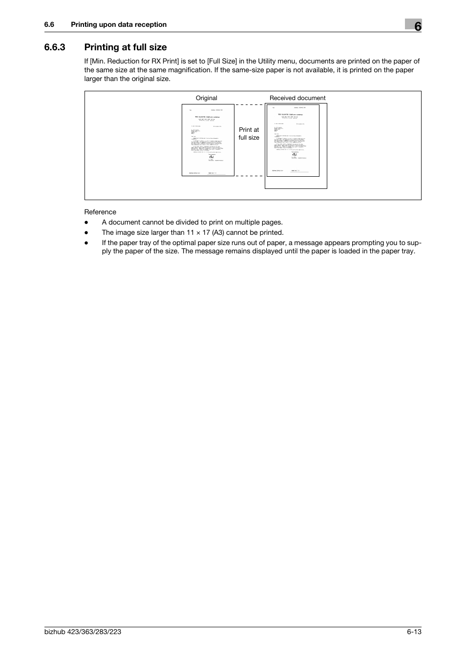 3 printing at full size, Printing at full size -13 | Konica Minolta BIZHUB 223 User Manual | Page 142 / 319
