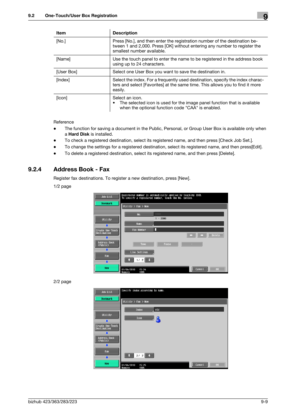 4 address book - fax, Address book - fax -9 | Konica Minolta BIZHUB 223 User Manual | Page 194 / 319