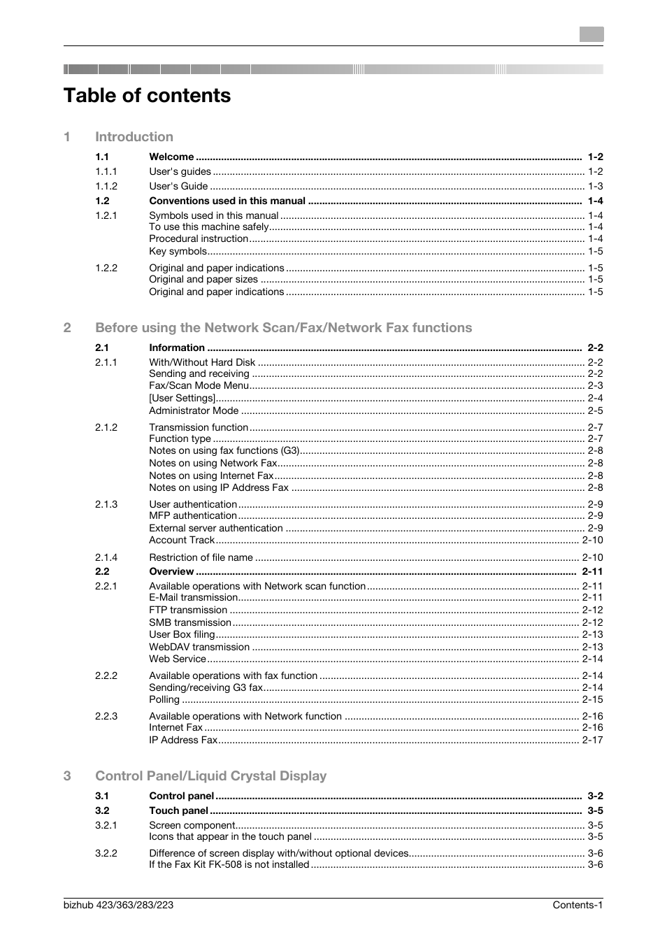 Konica Minolta BIZHUB 223 User Manual | Page 2 / 319