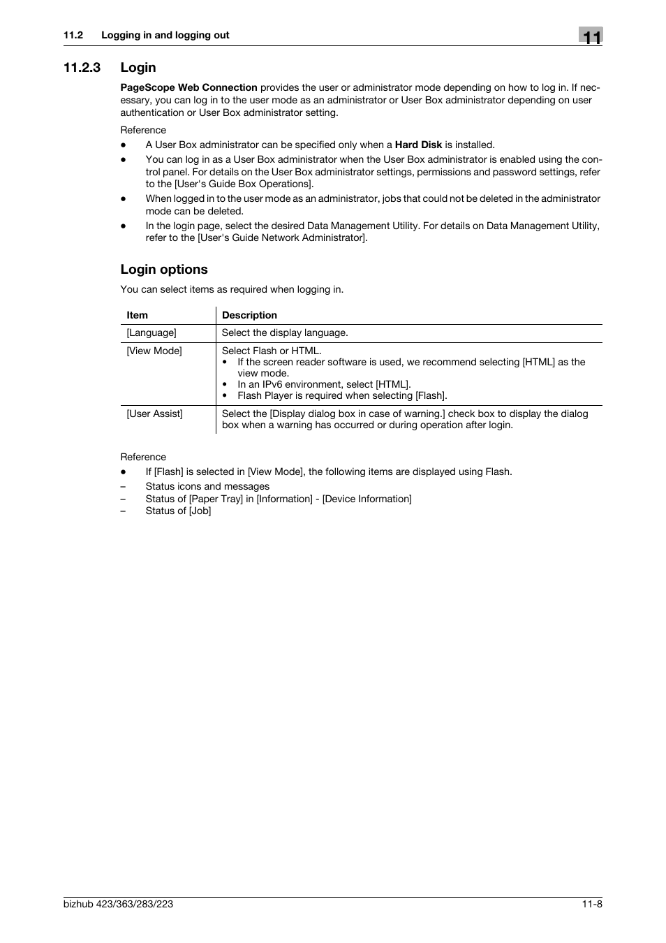 3 login, Login options, Login -8 login options -8 | Konica Minolta BIZHUB 223 User Manual | Page 263 / 319