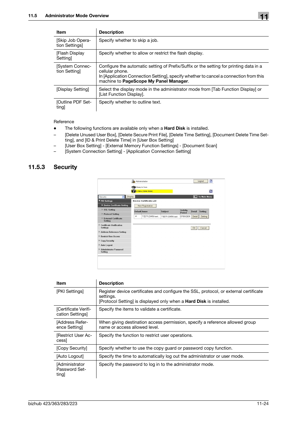 3 security, Security -24 | Konica Minolta BIZHUB 223 User Manual | Page 279 / 319