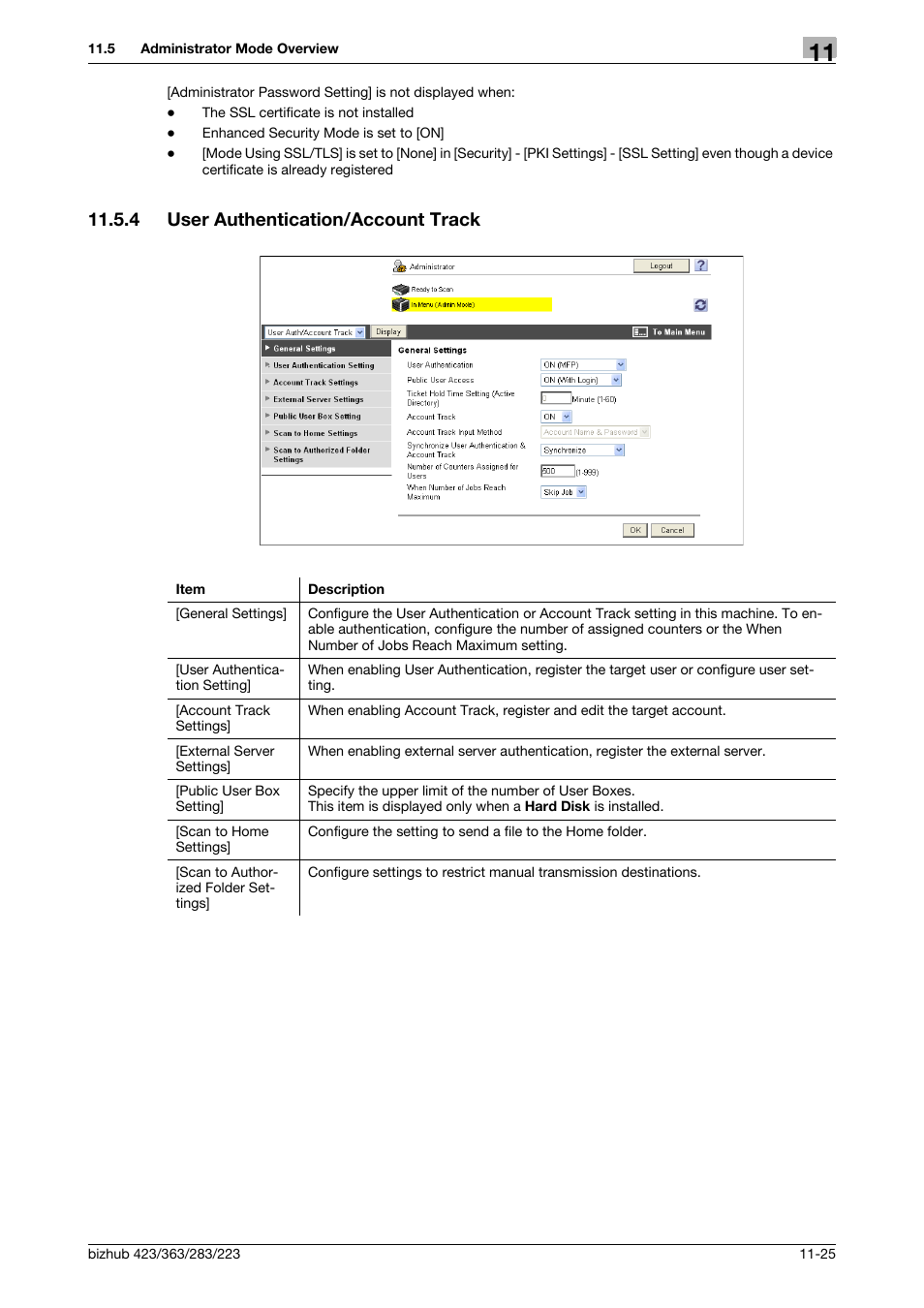 4 user authentication/account track, User authentication/account track -25 | Konica Minolta BIZHUB 223 User Manual | Page 280 / 319