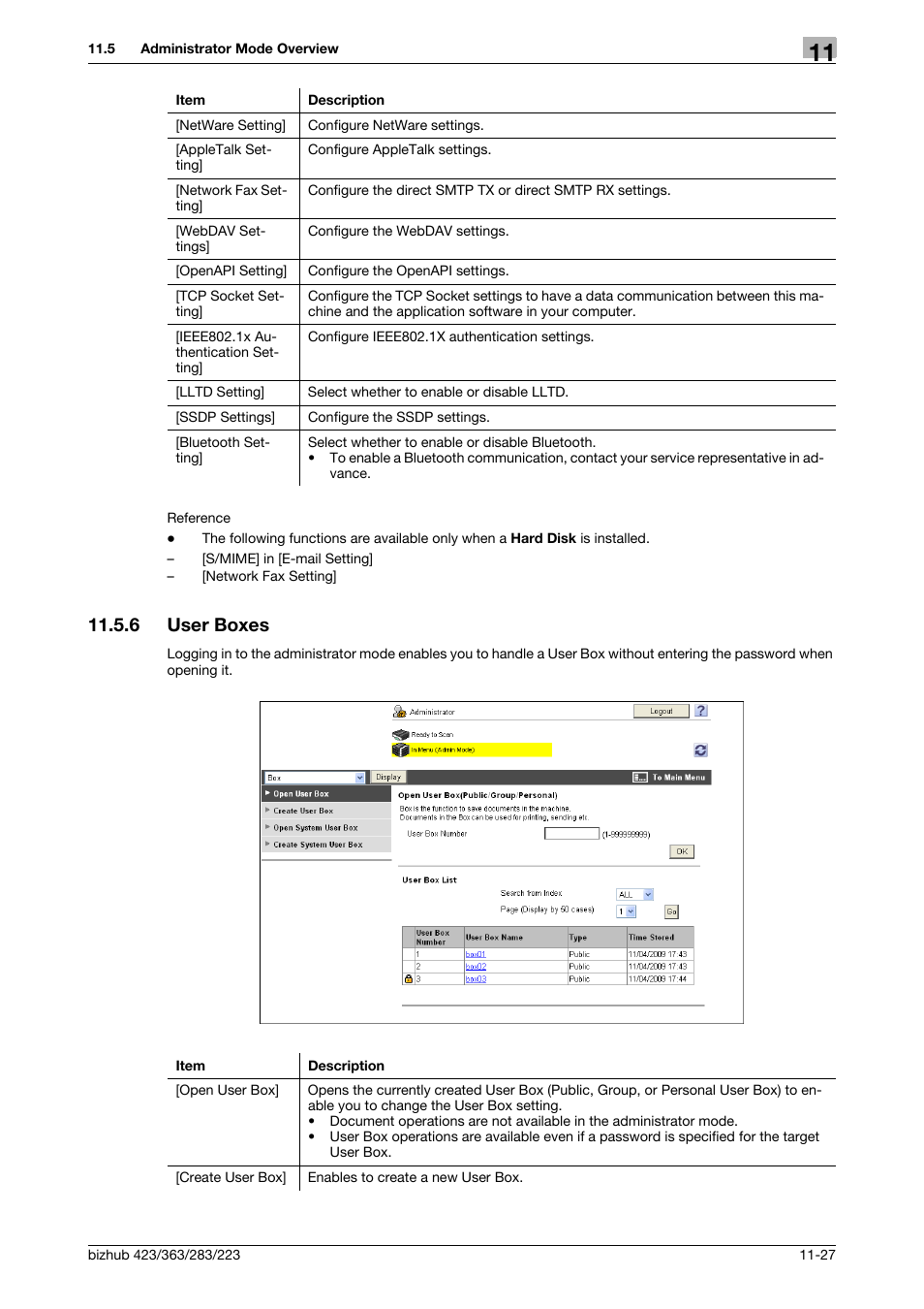 6 user boxes, User boxes -27 | Konica Minolta BIZHUB 223 User Manual | Page 282 / 319
