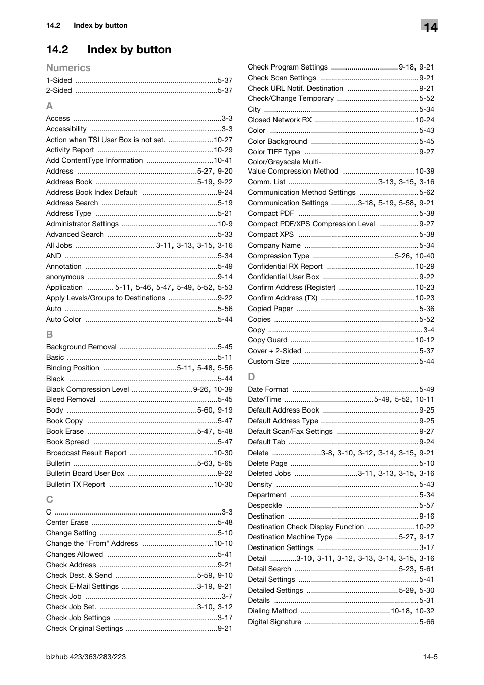 2 index by button, Index by button -5 | Konica Minolta BIZHUB 223 User Manual | Page 315 / 319