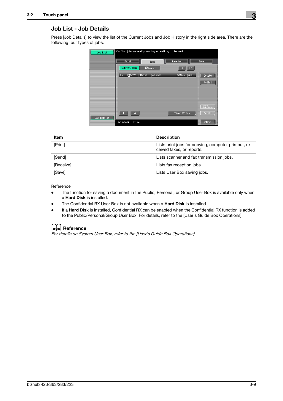 Job list - job details, Job list - job details -9 | Konica Minolta BIZHUB 223 User Manual | Page 43 / 319