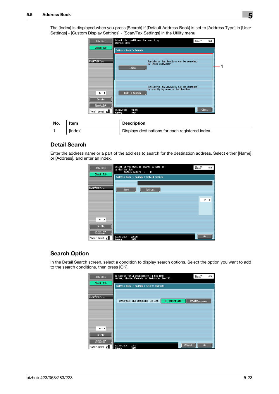Detail search, Search option, Detail search -23 search option -23 | Konica Minolta BIZHUB 223 User Manual | Page 84 / 319