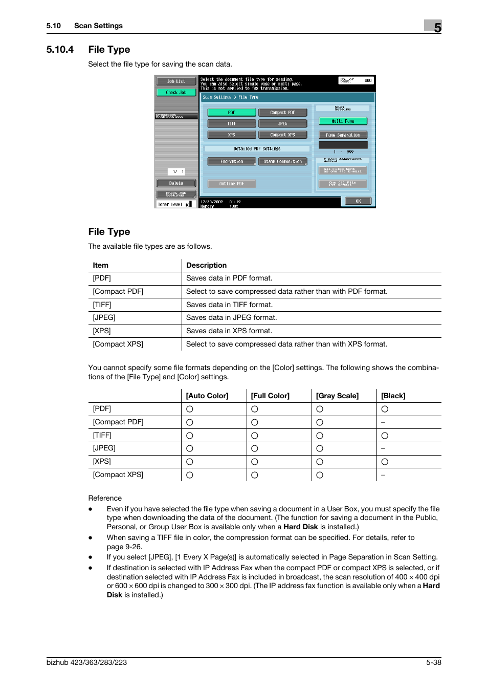 4 file type, File type, File type -38 file type -38 | P. 5-38) | Konica Minolta BIZHUB 223 User Manual | Page 99 / 319