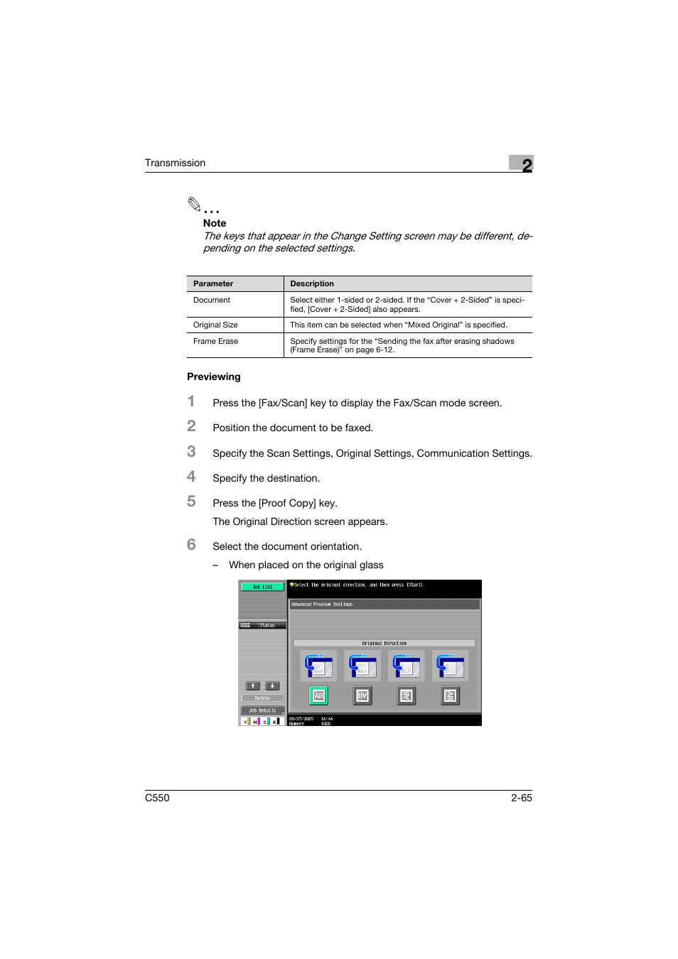 Previewing, Previewing -65 | Konica Minolta bizhub C550 User Manual | Page 109 / 403