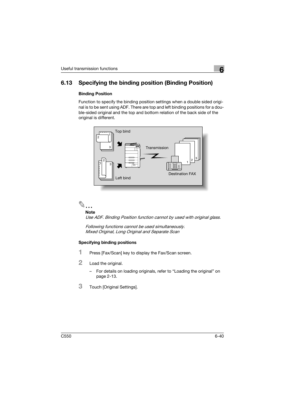 Binding position, Specifying binding positions | Konica Minolta bizhub C550 User Manual | Page 184 / 403