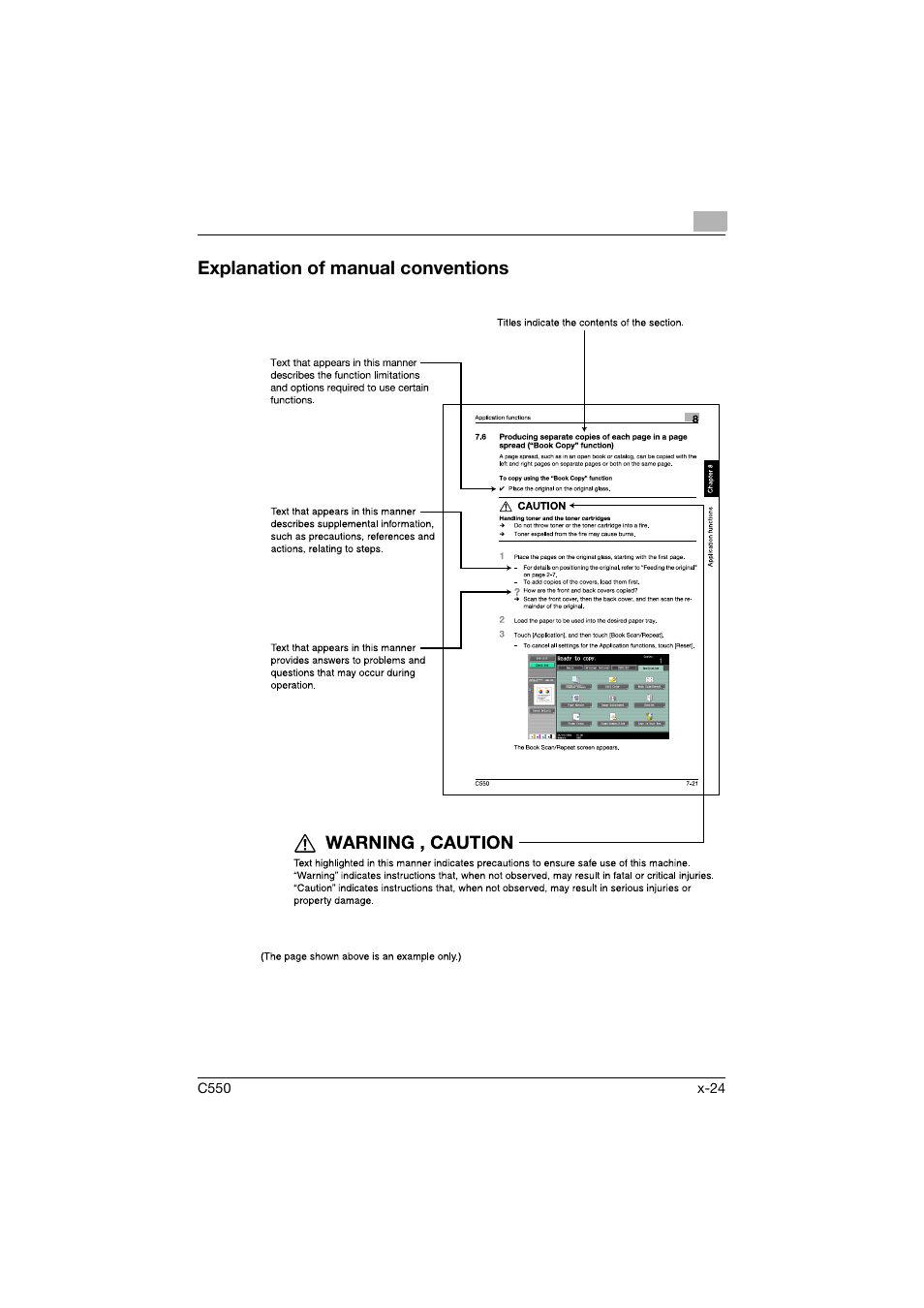 Explanation of manual conventions | Konica Minolta bizhub C550 User Manual | Page 25 / 403