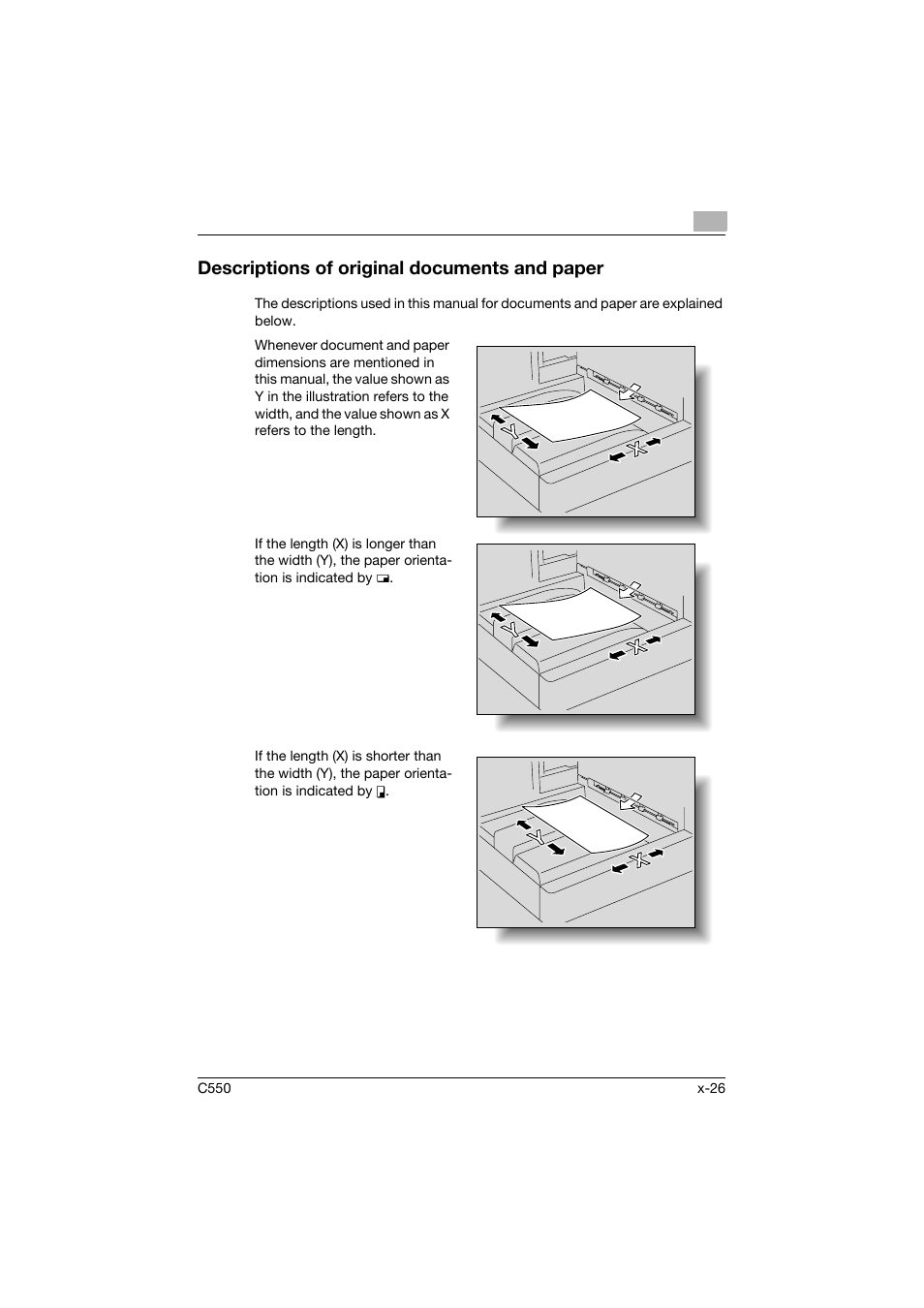 Descriptions of original documents and paper | Konica Minolta bizhub C550 User Manual | Page 27 / 403