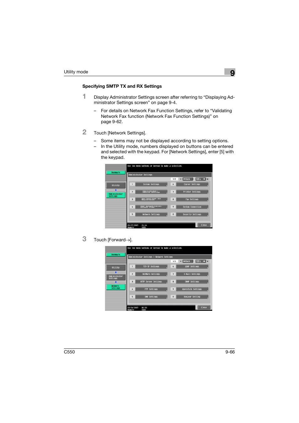 Specifying smtp tx and rx settings, Specifying smtp tx and rx settings -66 | Konica Minolta bizhub C550 User Manual | Page 316 / 403