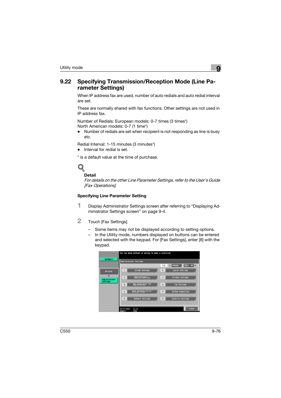 Specifying line parameter setting, Specifying line parameter setting -76 | Konica Minolta bizhub C550 User Manual | Page 326 / 403