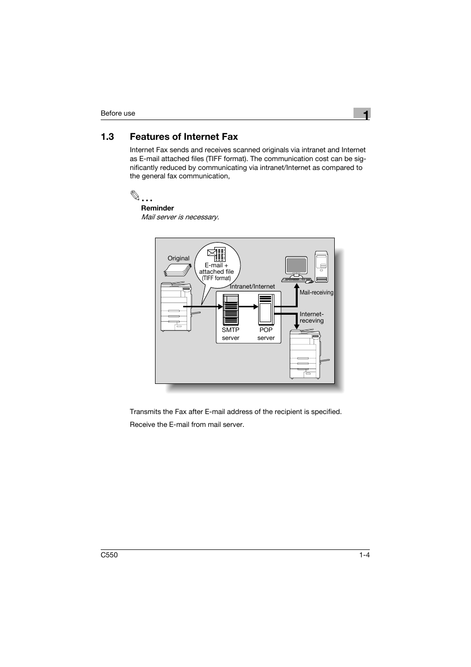 3 features of internet fax, Features of internet fax -4 | Konica Minolta bizhub C550 User Manual | Page 33 / 403
