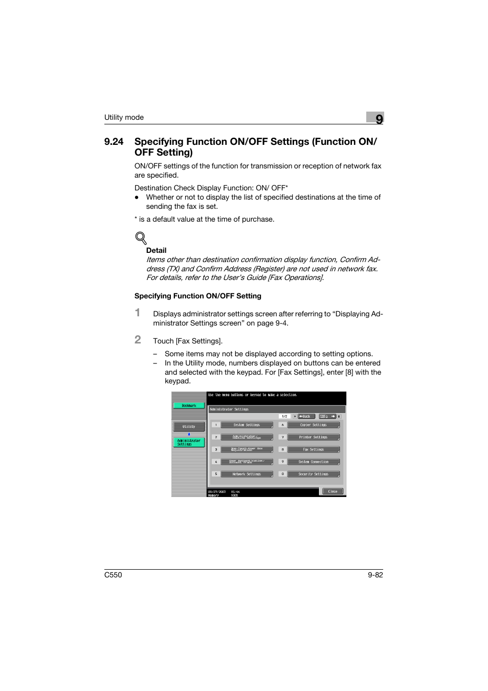 Specifying function on/off setting, Specifying function on/off setting -82 | Konica Minolta bizhub C550 User Manual | Page 332 / 403