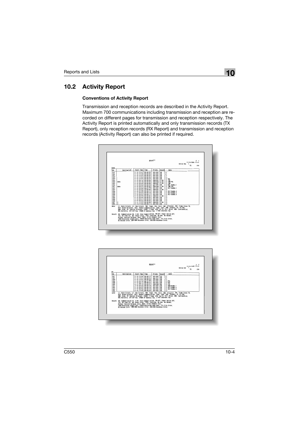 2 activity report, Conventions of activity report, Activity report -4 | Conventions of activity report -4 | Konica Minolta bizhub C550 User Manual | Page 359 / 403