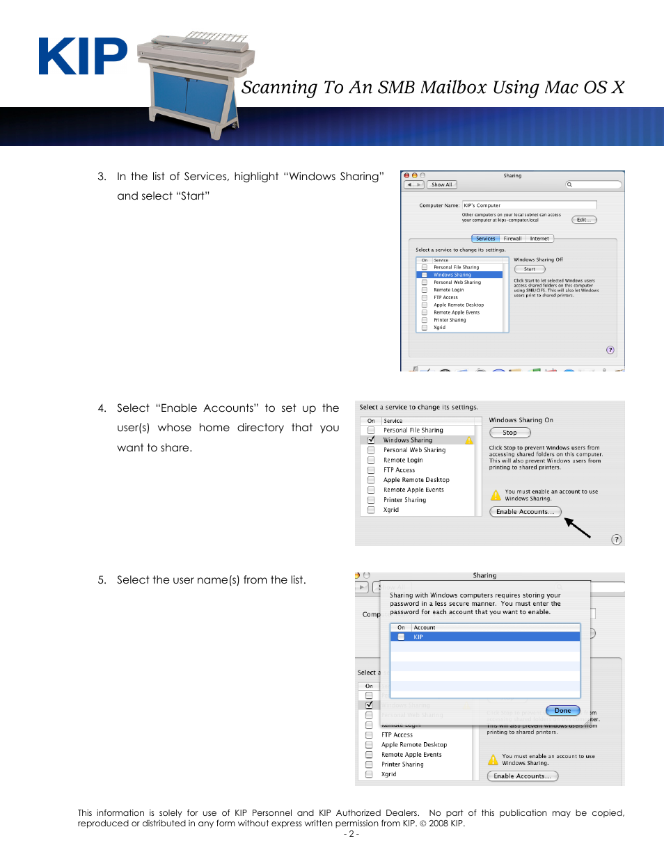 Scanning to an smb mailbox using mac os x | Konica Minolta KIP C7800 User Manual | Page 4 / 8
