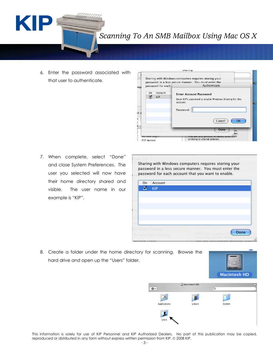 Scanning to an smb mailbox using mac os x | Konica Minolta KIP C7800 User Manual | Page 5 / 8