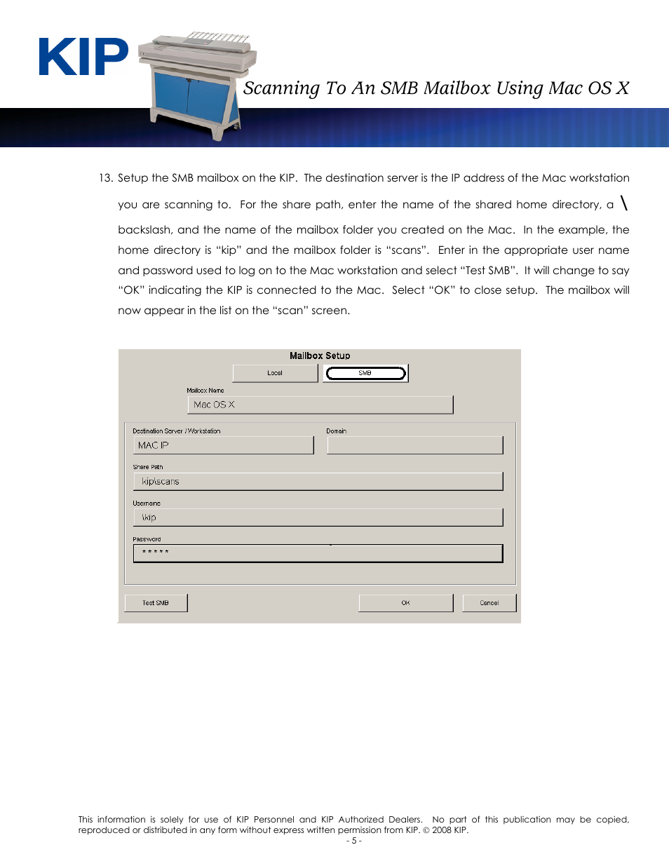 Scanning to an smb mailbox using mac os x | Konica Minolta KIP C7800 User Manual | Page 7 / 8