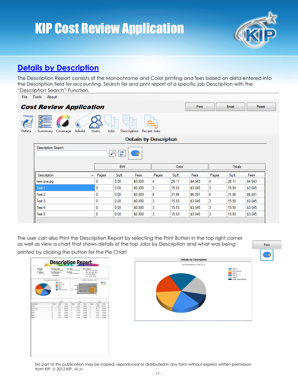 Kip cost review application, Details by description | Konica Minolta KIP 7100 User Manual | Page 12 / 14