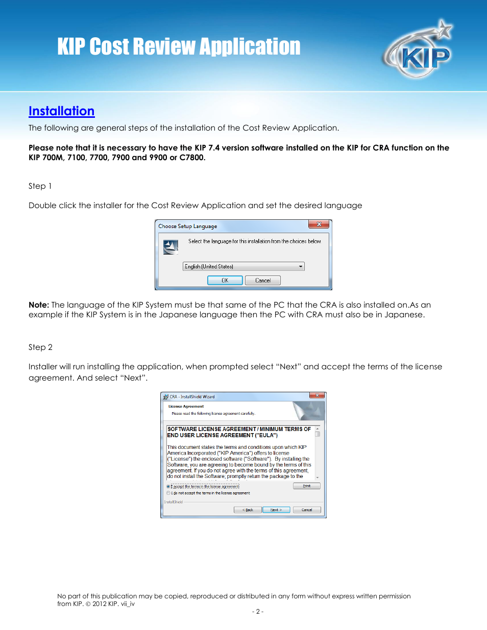 Kip cost review application, Installation | Konica Minolta KIP 7100 User Manual | Page 3 / 14