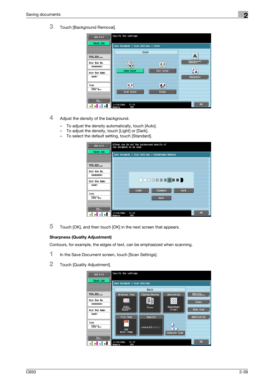 Sharpness (quality adjustment), Sharpness (quality adjustment) -39 | Konica Minolta bizhub C650 User Manual | Page 64 / 280
