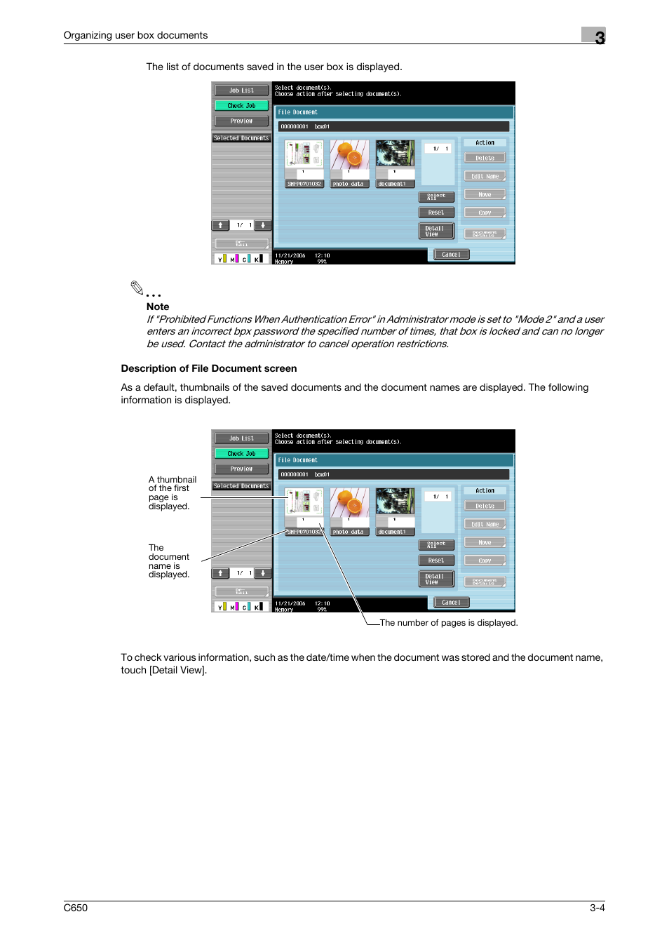 Description of file document screen, Description of file document screen -4 | Konica Minolta bizhub C650 User Manual | Page 89 / 280