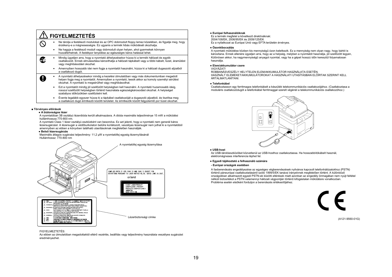 Figyelmeztetés | Konica Minolta bizhub C35 User Manual | Page 20 / 49