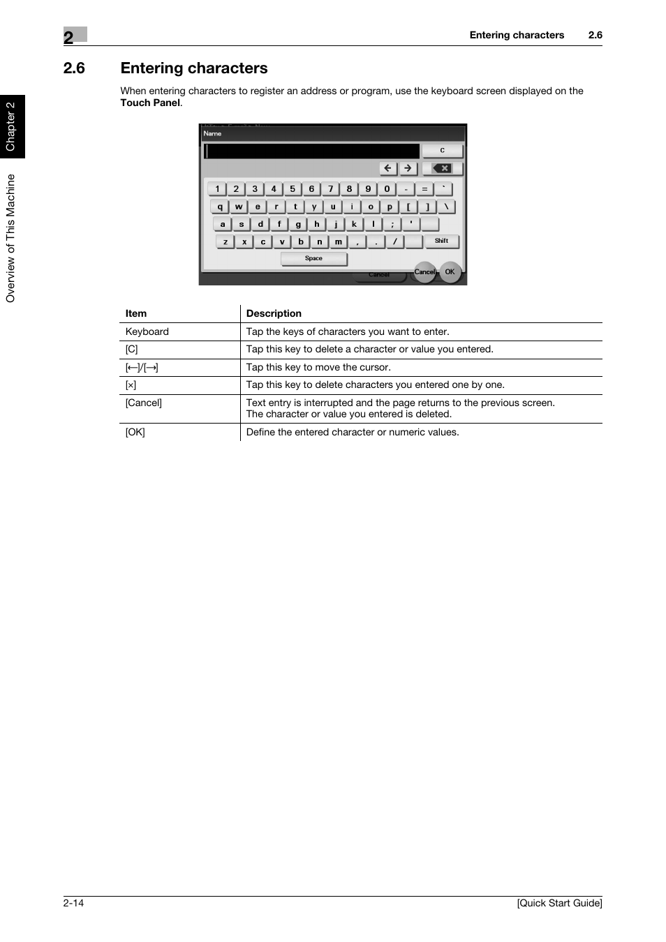 6 entering characters, Entering characters -14 | Konica Minolta bizhub C3350 User Manual | Page 23 / 64