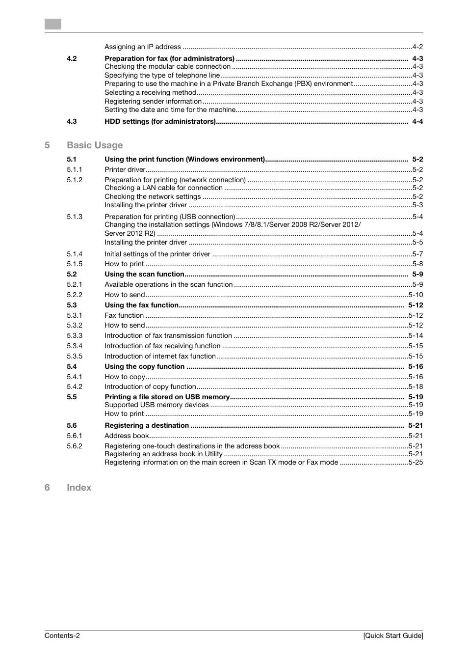 5basic usage, 6index | Konica Minolta bizhub C3350 User Manual | Page 3 / 64