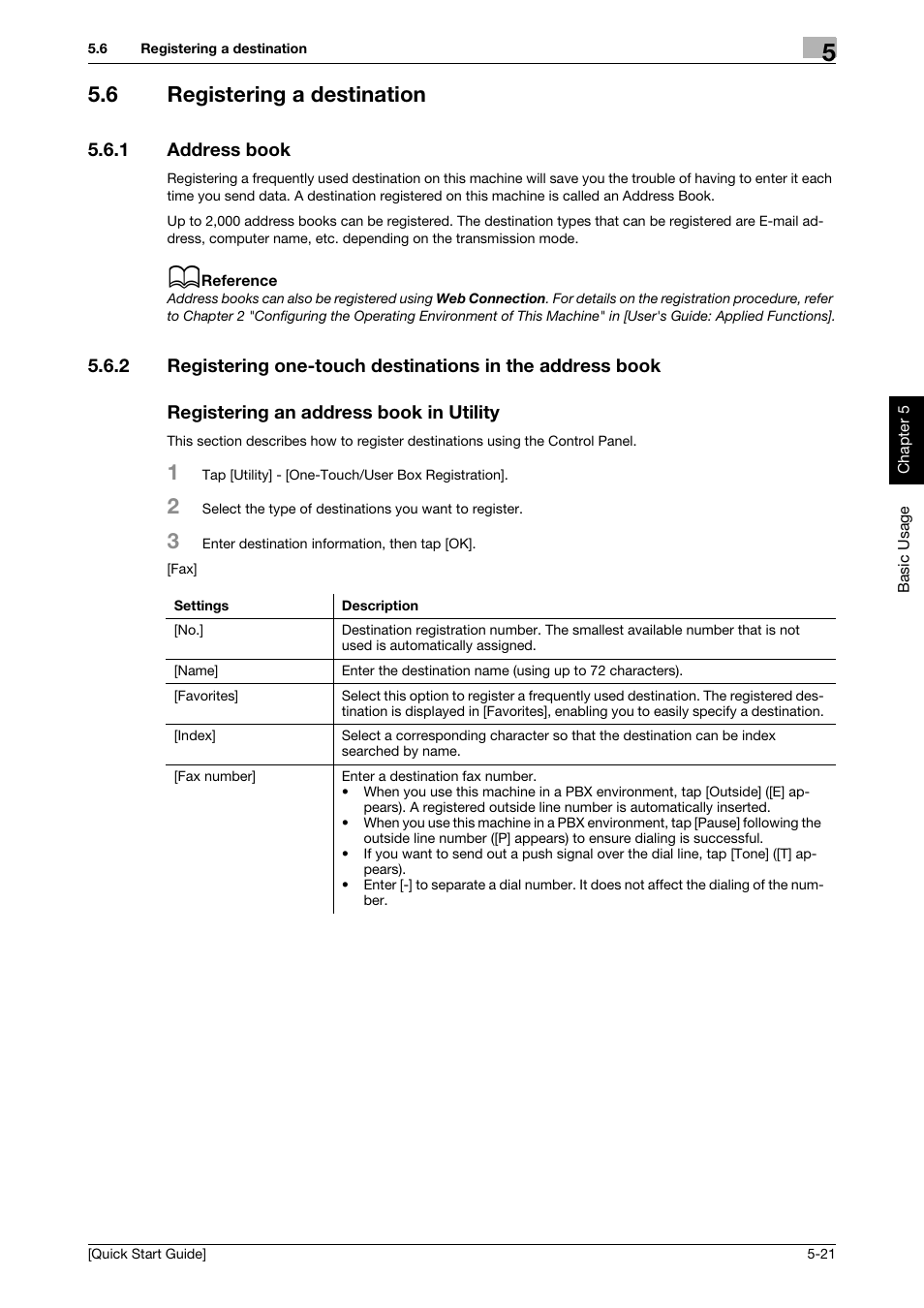 6 registering a destination, 1 address book, Registering an address book in utility | Registering a destination -21, Address book -21 | Konica Minolta bizhub C3350 User Manual | Page 56 / 64