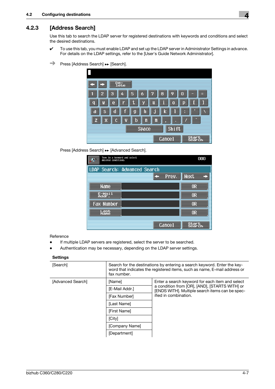 3 [address search, Address search] -7, P. 4-7 | Konica Minolta BIZHUB C360 User Manual | Page 48 / 63