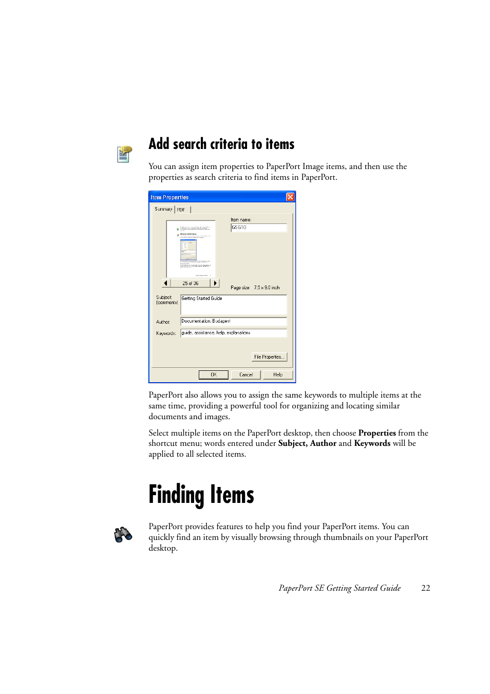 Add search criteria to items, Finding items | Konica Minolta Magicolor 2480MF User Manual | Page 22 / 28