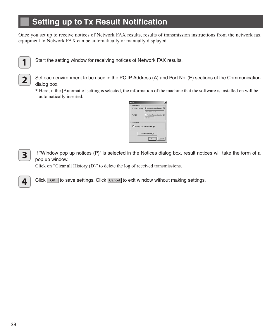 Setting up to tx result notification, Setting up to tx result notifi cation | Konica Minolta bizhub 282 User Manual | Page 28 / 76