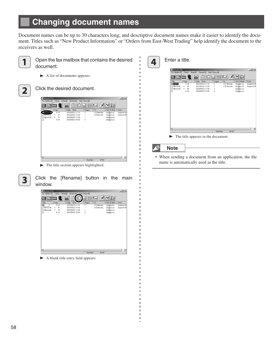 Changing document names | Konica Minolta bizhub 282 User Manual | Page 58 / 76