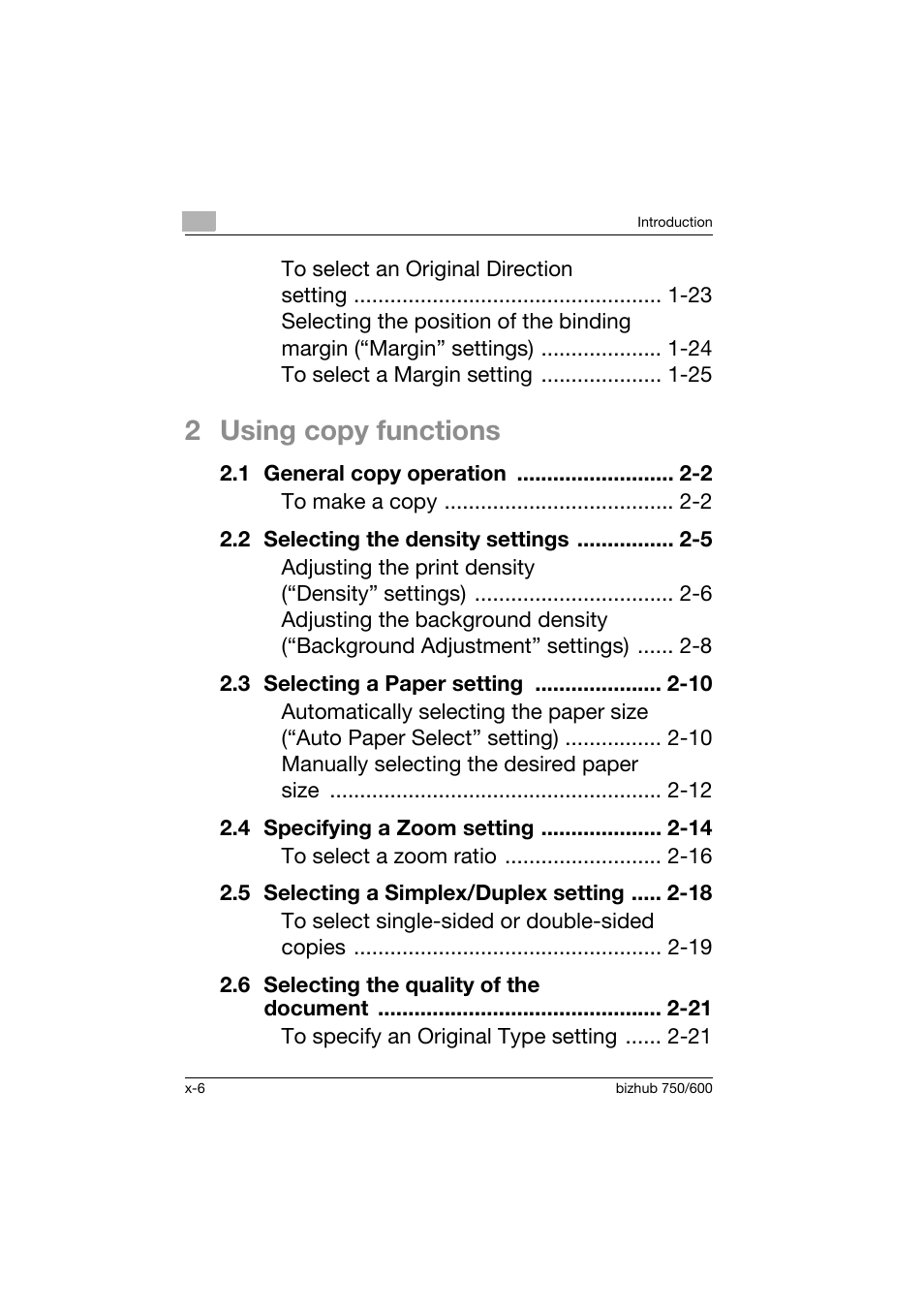 2 using copy functions | Konica Minolta bizhub 750 User Manual | Page 7 / 150
