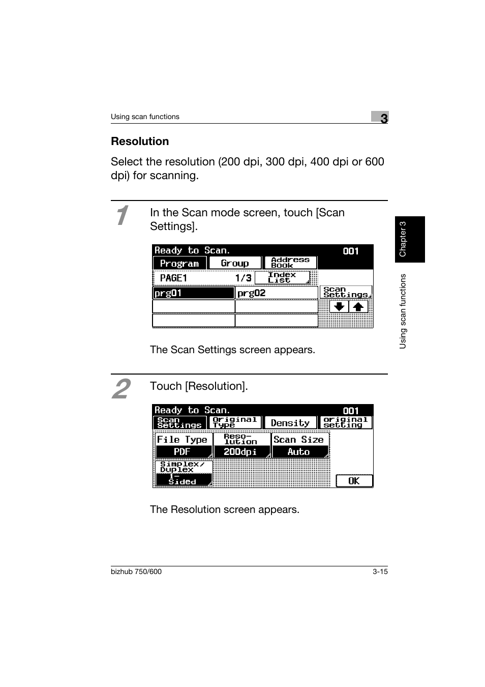 Resolution, Resolution -15 | Konica Minolta bizhub 750 User Manual | Page 94 / 150