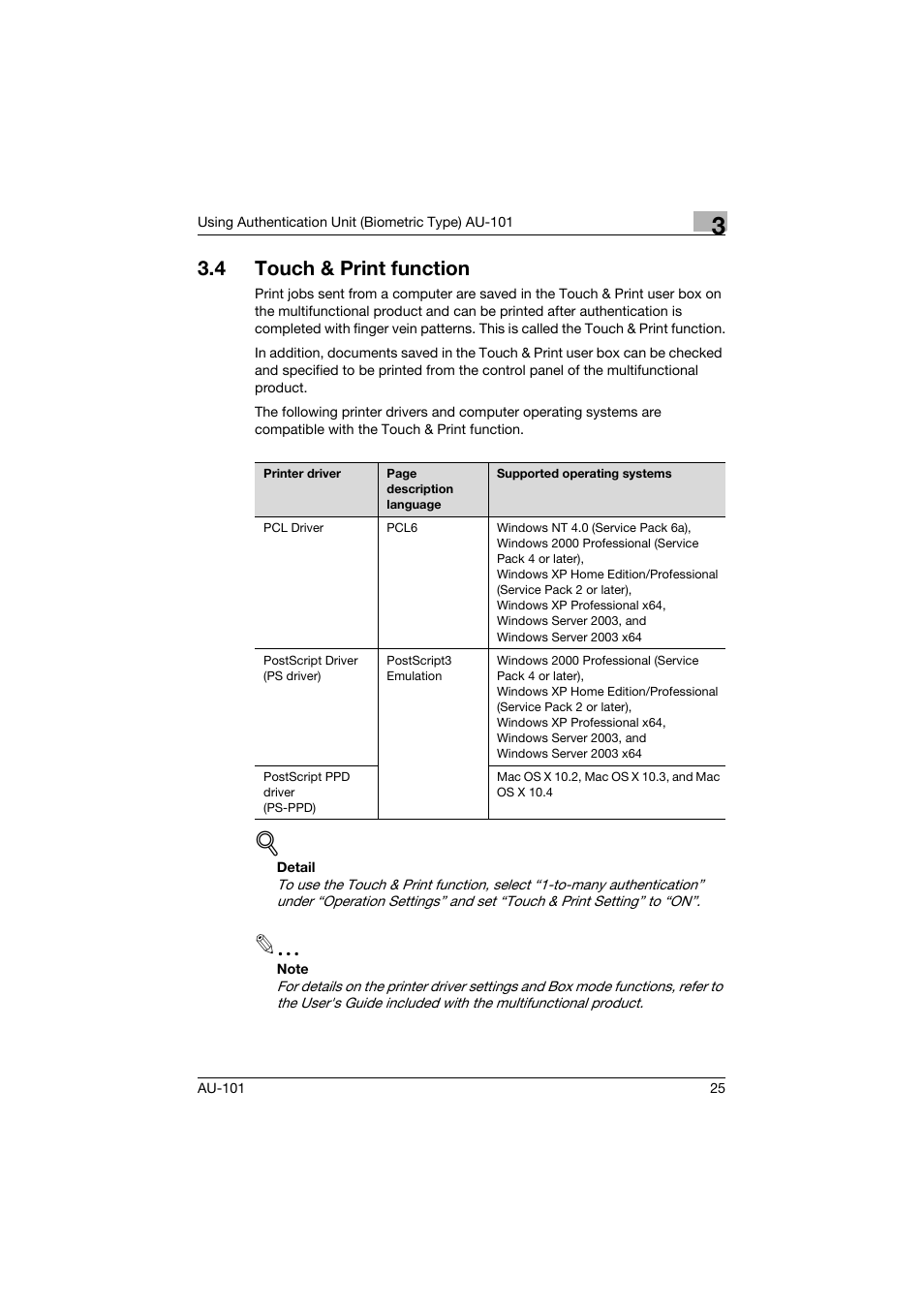 4 touch & print function, Touch & print function | Konica Minolta bizhub C451 User Manual | Page 26 / 44