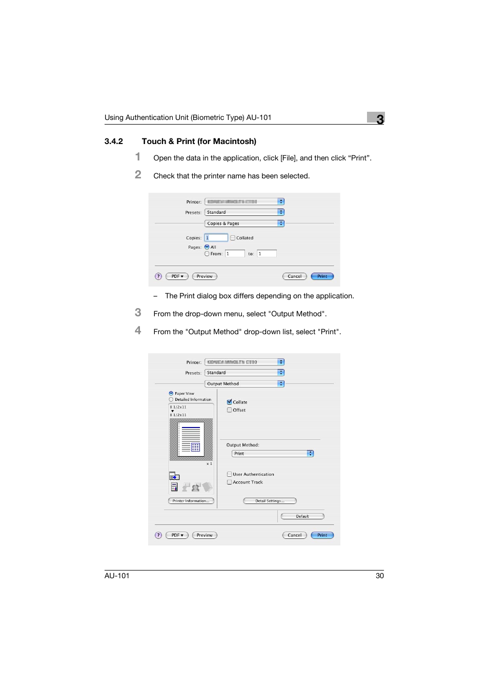 2 touch & print (for macintosh), Touch & print (for macintosh) | Konica Minolta bizhub C451 User Manual | Page 31 / 44