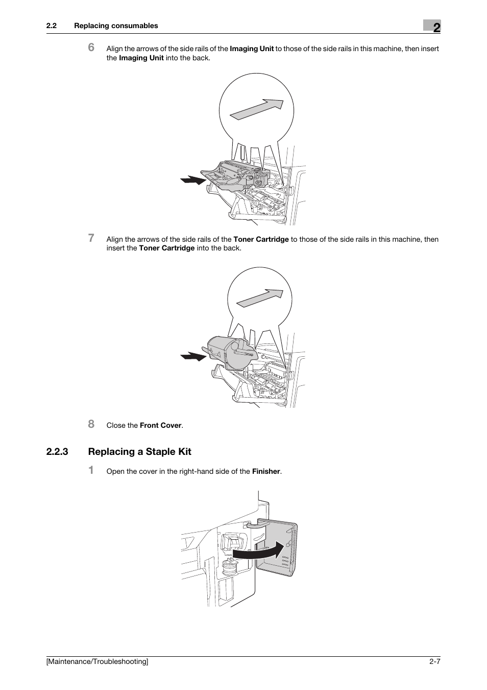 3 replacing a staple kit, Replacing a staple kit -7 | Konica Minolta bizhub 4050 User Manual | Page 15 / 56