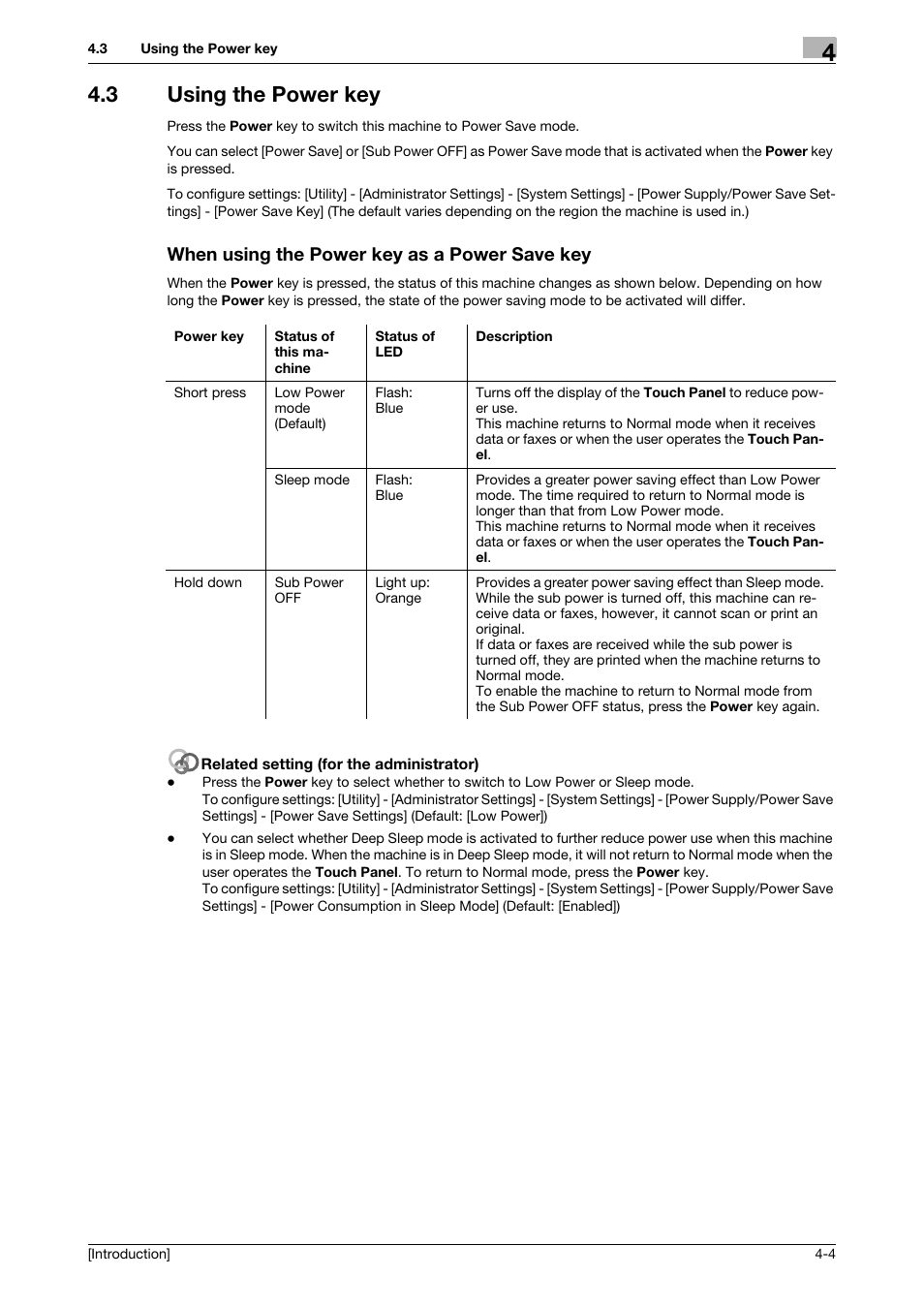 3 using the power key, When using the power key as a power save key | Konica Minolta bizhub 4050 User Manual | Page 29 / 86
